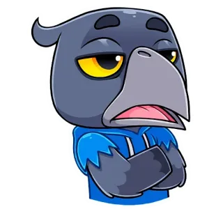😞 vogel, krähe, cartoon, aufkleber, tier, figur telegram sticker