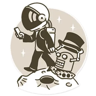 🔵 astronauta, robot, luna, espacio, ciencia ficción, tecnología telegram sticker