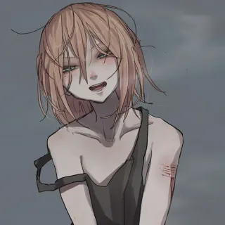 ☺️ anime, character, sad, blood, artwork telegram sticker
