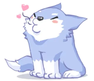 😘 стикер, мультфильм, волк, милый, животное, любовь, сердце, каваий telegram sticker