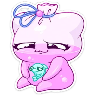 🥴 스티커, 귀여운, 만화, 분홍색, 돌고래, 캐릭터, kawaii telegram sticker
