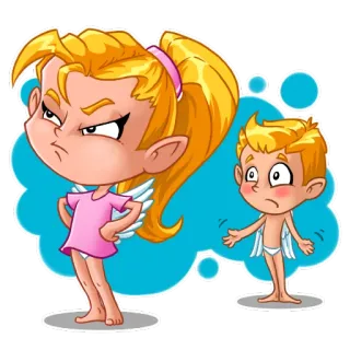 😩 Cupido, Wut, Liebe, Cartoon, Flügel, süß, Valentinstag telegram sticker
