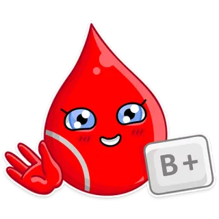 🅱 B+ blood type, B positive, medical, blood, cute, cartoon, kawaii telegram sticker