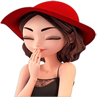 😅 kobieta, dziewczyna, czerwony kapelusz, kreskówka, słodkie, poza, kobieca telegram sticker