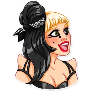 😃 phụ nữ, tóc, khăn bandana, tóc vàng, đen, nụ cười, hình dán telegram sticker