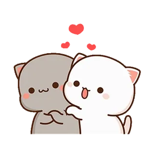 ⭐️ cats, love, cute, affection, cartoon, hearts, couple telegram sticker