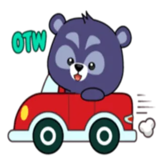 🚘 OTW ours, voiture, conduite, en route, sur la route telegram sticker