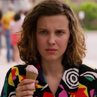 💟 Eleven Stranger Things Eleven, Stranger Things, ice cream, Millie Bobby Brown telegram sticker