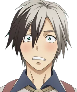 😳 Anime, Uomo, Personaggio, Preoccupato, Arrossito whatsapp sticker