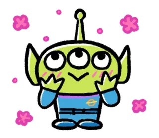 😜 Alien Toy Story 디즈니, 픽사, 귀여운, 외계인, 세 눈, 캐릭터 telegram sticker