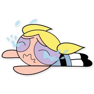 😭 Bubbles Powerpuff Girls piangere, cartone animato, triste, emozionale, lacrime telegram sticker