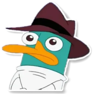 😳 Perry the Platypus Phineas and Ferb platypus, cartoon, agent, secret agent, animal whatsapp sticker