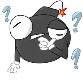 🤔 bomba, dibujos animados, pensando, signos de interrogación, explosivo telegram sticker