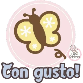 🤗 Con gusto! бабочка, милый, стикер, con gusto, испанский, приветствие whatsapp sticker
