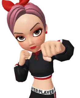 👊 Avatar, Modelo 3D, Personagem, Bravo, Pose, Punho, Garota telegram sticker