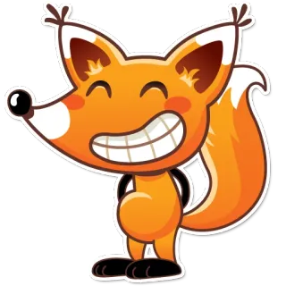 😁 renard, animal, dessin animé, mignon, joyeux, autocollant, orange telegram sticker