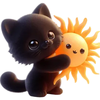 ☀ кот, солнце, милый, стикер, каваий, животное telegram sticker