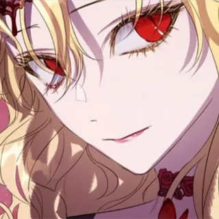 ♦️ anime, manga, occhi rossi, capelli biondi, personaggio, ragazza, arte, arte digitale telegram sticker