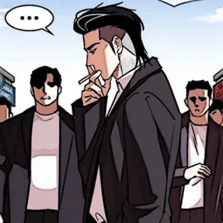⚖ мужчина, сигарета, курение, банда, мультфильм, аниме telegram sticker