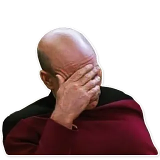 🤦‍♂️ Jean-Luc Picard Star Trek: The Next Generation facepalm, disappointment, tired, captain, space telegram sticker