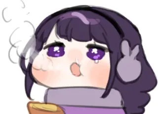 🏖 anime girl, kawaii, cute, purple hair, crying, digital art telegram sticker