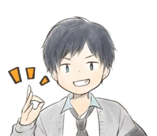 👌 Аниме, Манга, Мальчик, Мультфильм, Милый, Иллюстрация telegram sticker