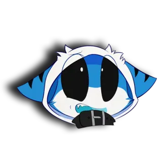 😨 만화, 동물, 파란색, 흰색, 캐릭터 telegram sticker
