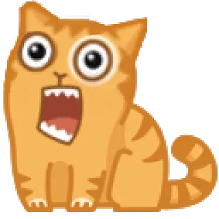 👀 gatto, cartone animato, sticker, gatto arancione, carino, scioccato, sorpreso whatsapp sticker