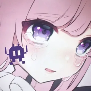 🌸 anime, space invader, crying, purple, pink, sticker, kawaii telegram sticker