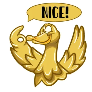 👌 NICE! 오리, 좋아요, 스티커, 새, 긍정적 telegram sticker
