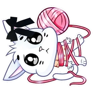 😔 猫, 子猫, 毛糸, かわいい, 可愛い, 動物 telegram sticker