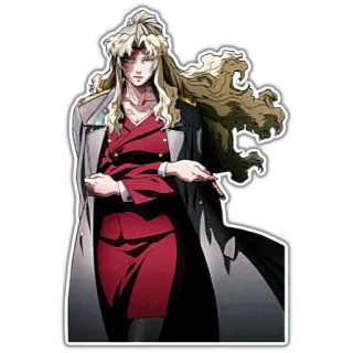 😜 Anime, Uniforme militare, Donna, Sigaretta, Serio, Sicuro di sé telegram sticker