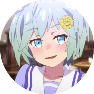 😋 动漫, 女孩, 卡通, 可爱, 角色, 蓝发 whatsapp sticker