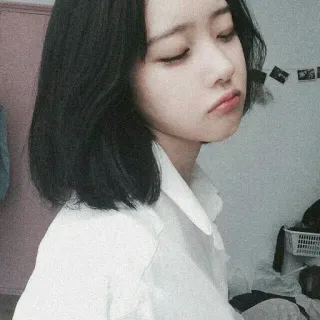 🥂 donna, ragazza, ritratto, coreana, asiatica, triste whatsapp sticker