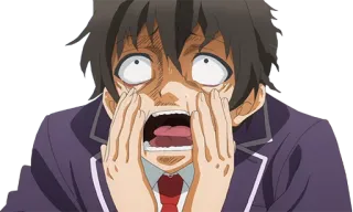 😱 Anime, verängstigt, geschockt, besorgt, Gesichtsausdruck, Student, Angst whatsapp sticker