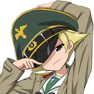 😏 Anime, Militär, Uniform, Mädchen, Cartoon, Hut whatsapp sticker