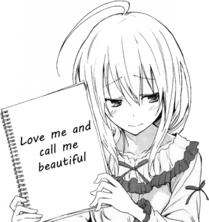 😳 Love me and call me beautiful anime girl, drawing, beautiful, cute, sketch telegram sticker
