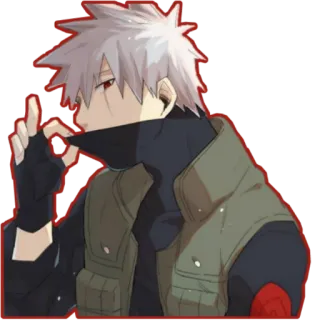 😏 Kakashi Hatake Naruto 애니메이션, 카카시, 나루토, 닌자, 가운데 손가락 telegram sticker