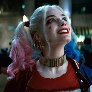💎 Harley Quinn PUDDIN Harley Quinn, DC Comics, supervillain, pigtails, blonde, collar, puddin telegram sticker
