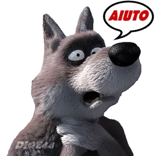 🆘 AIUTO lobo, dibujos animados, desgastado, animal, italiano, ayuda telegram sticker