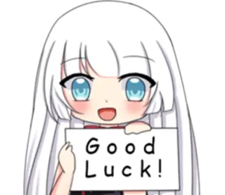 ☘ Good Luck! Anime Mädchen, Viel Glück, Chibi, Cartoon telegram sticker