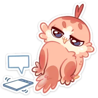 😥 сова, мультфильм, наклейка, птица, планшет, пузырь речи telegram sticker