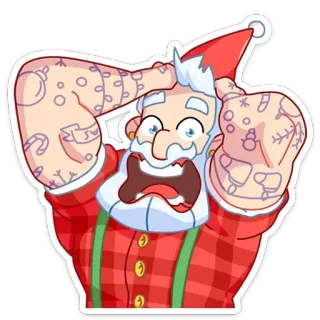 😱 Santa Claus santa, navidad, tatuaje, pánico telegram sticker