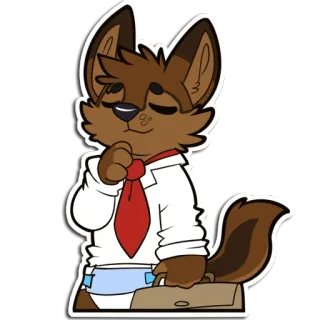 💼 furry, wolf, businessman, diaper, cartoon, anthropomorphic, office, tie telegram sticker