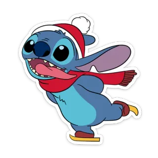 🎿 Stitch Stitch, Disney, Lilo & Stitch, Cartoni animati, Pattinaggio, Inverno, Natale telegram sticker