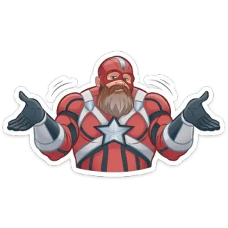 🤷‍♂️ Red Guardian marvel, superhéroe, personaje, red guardian, soviético, barba, pegatina telegram sticker