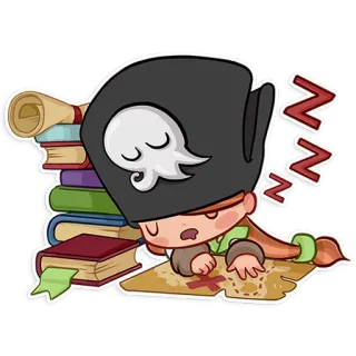 😴 schlafen, Cartoon, Pirat, Karte, Bücher, träumen, Nickerchen whatsapp sticker