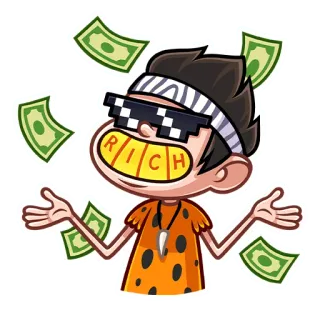 💰 RICH rich, money, cartoon, character, dollar, wealth, success telegram sticker