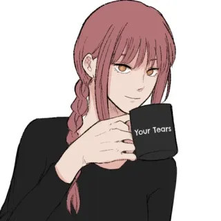 🍷 Makima Chainsaw Man Your Tears Аниме, Манга, Персонаж, Кофе, Кружка, Слезы, Макима, Человек-бензопила telegram sticker