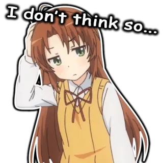 🙄 I don't think so... anime, gadis, berpikir, ragu, pertanyaan, bingung telegram sticker
